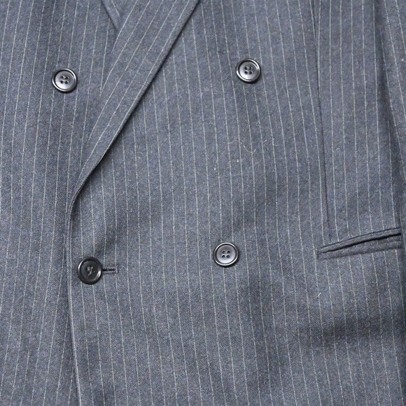 Vtg Foreman & Clark 40R Gray Stripe Flannel Mens‎ Sport Coat Suit Jacket - Picture 3 of 12